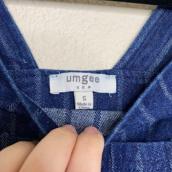 Umgee Railroad Stripe Denim Overall Dress Small - Picture 6 of 8